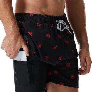 Mens Swimming Trunks with Compression Liner Quick Dry 5 inch Swim Shorts with Zi